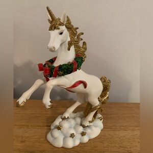 Noel Seasons Greetings Unicorn Figurine Rare Gold Glitter Embellishments…